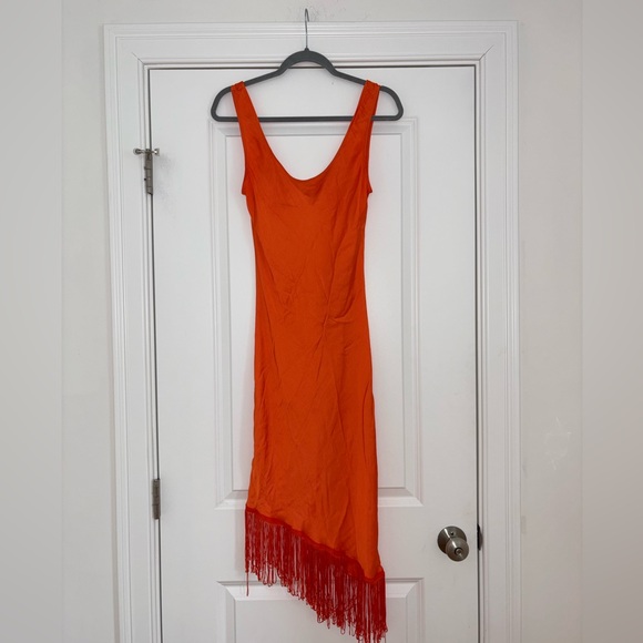 Steve Madden Bright Orange Fringe Maxi Dress - Picture 7 of 11